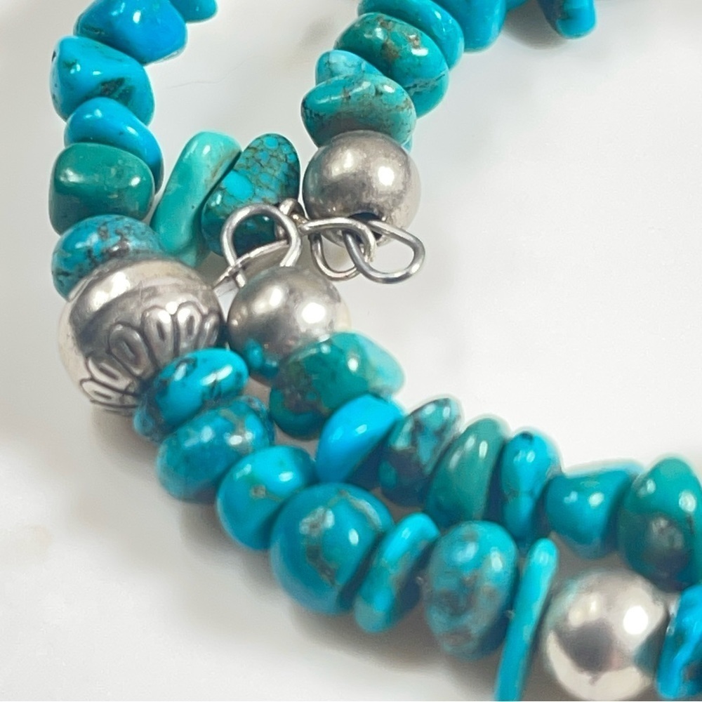 American West Carolyn Pollack Relios Turquoise and Silver Bead Wrap Bracelet - Picture 5 of 10